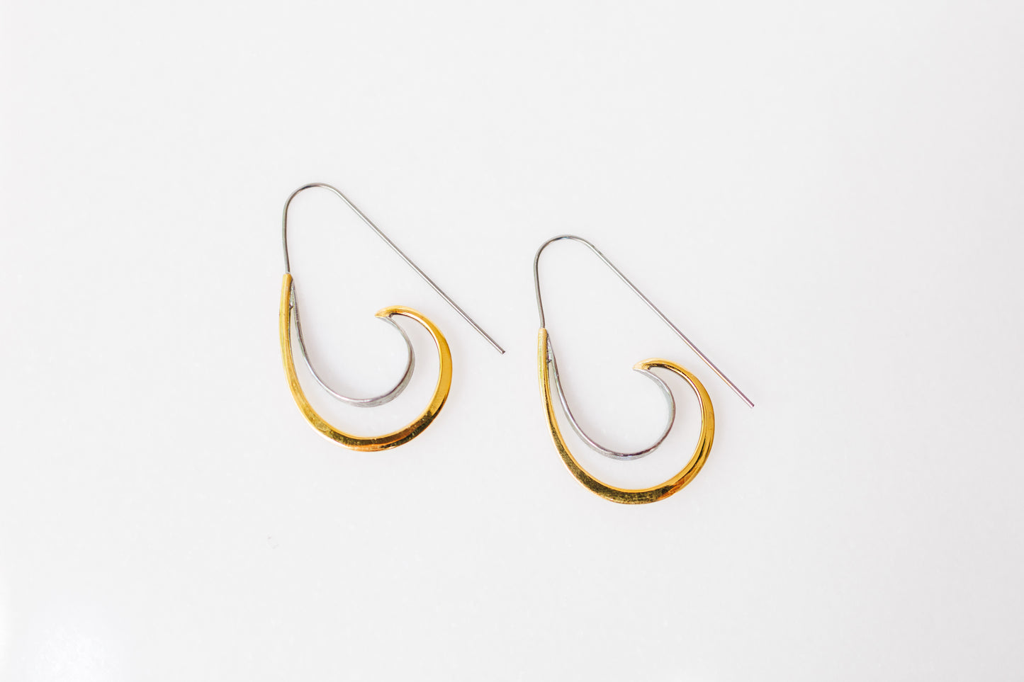 Gold Black Wave Hoops