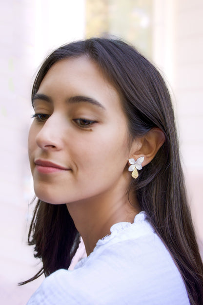 Silver Petal Bloom Earrings