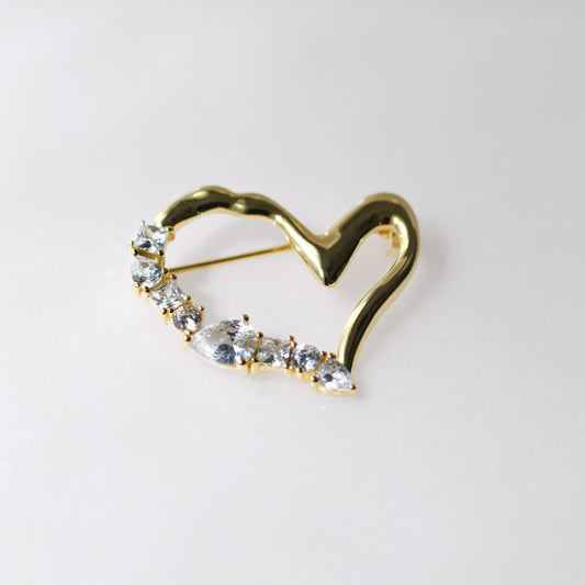 Crystal Heart Broach